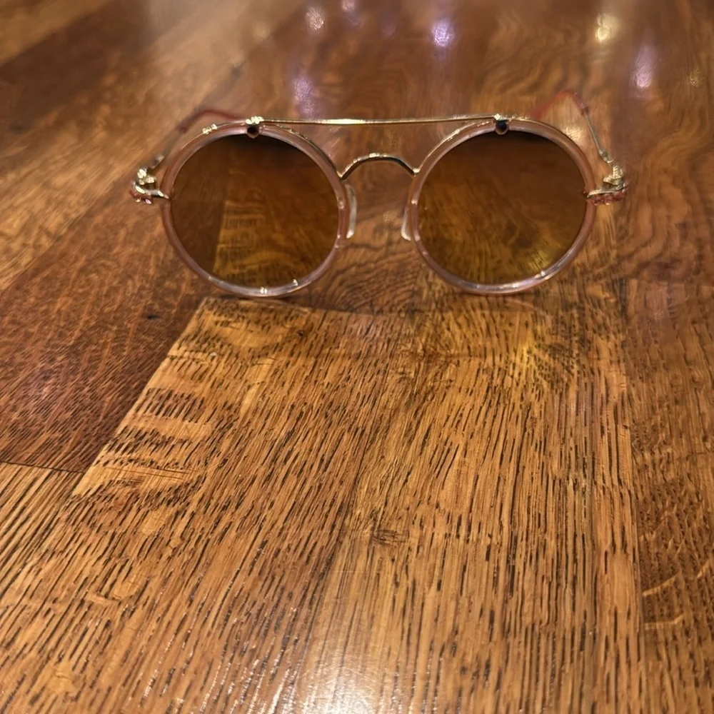Bari Lynn Girl’s Gold Round Sunglasses